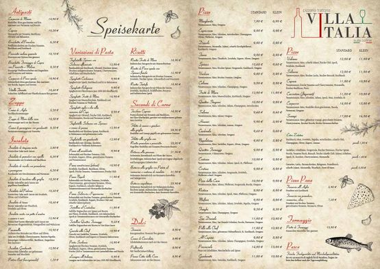 Speisekarte Villa Italia | Hallwang