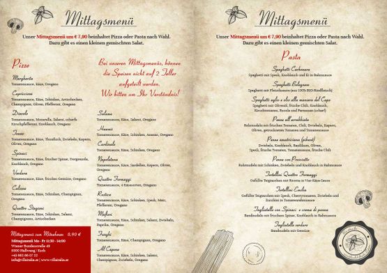 Mittagsmenü | Pizzeria Villa Italia